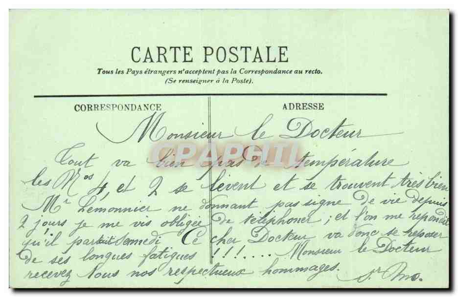 Le Havre CPA Les falaises de la Heve — Rückseite