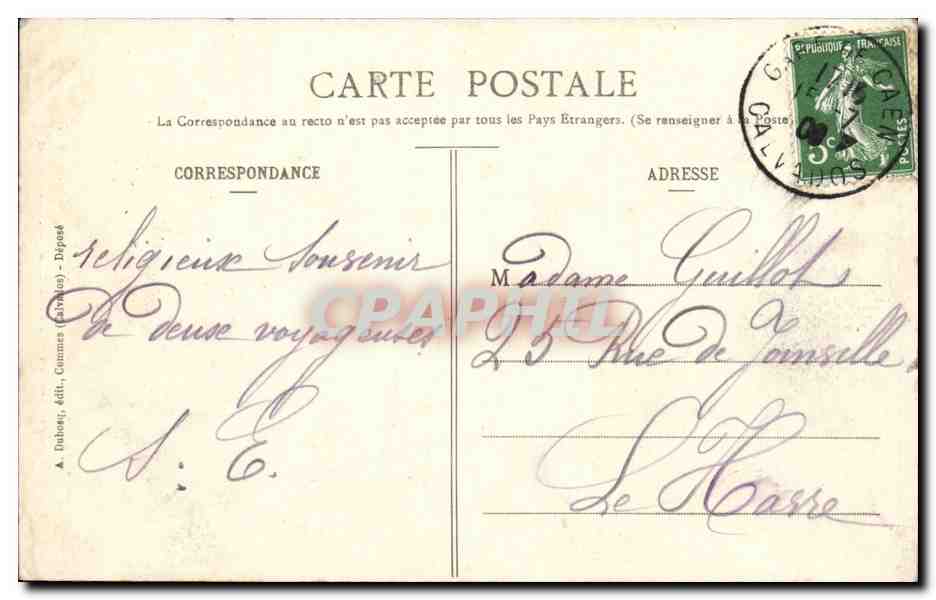 Costume normand - Bonnette bayeusaine : Le nœud - A.D. - 94 — Verso