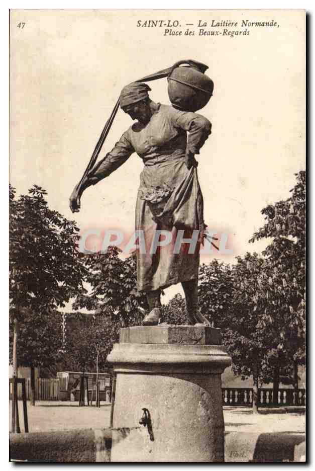 Saint Lo CPA a laitiere normande Place des Beaux Regards