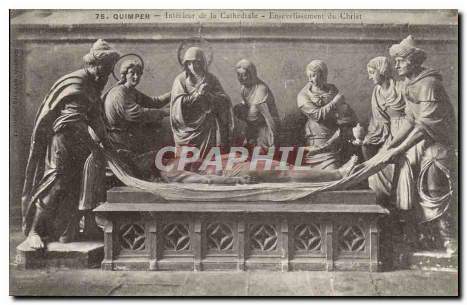 Quimper CPA Interieur de la cathedrale Ensevelissement du Christ