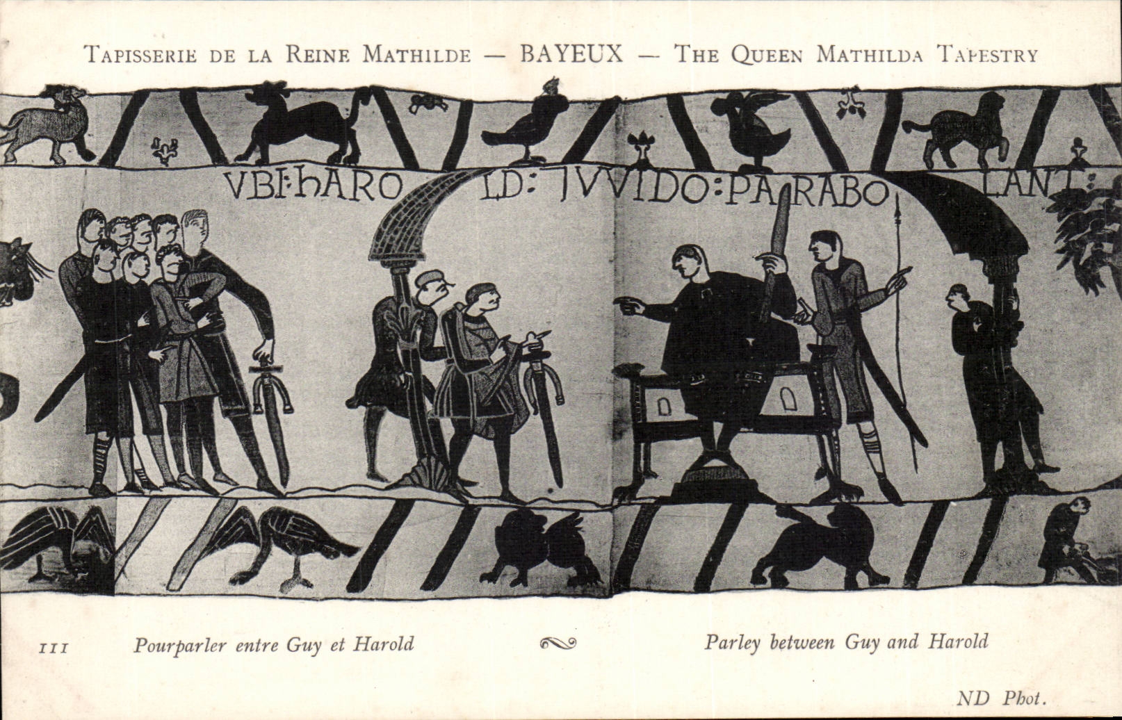 Tapisserie de la Reine Mathilde — Bayeux — scène III : Pourparler entre Guy et Harold