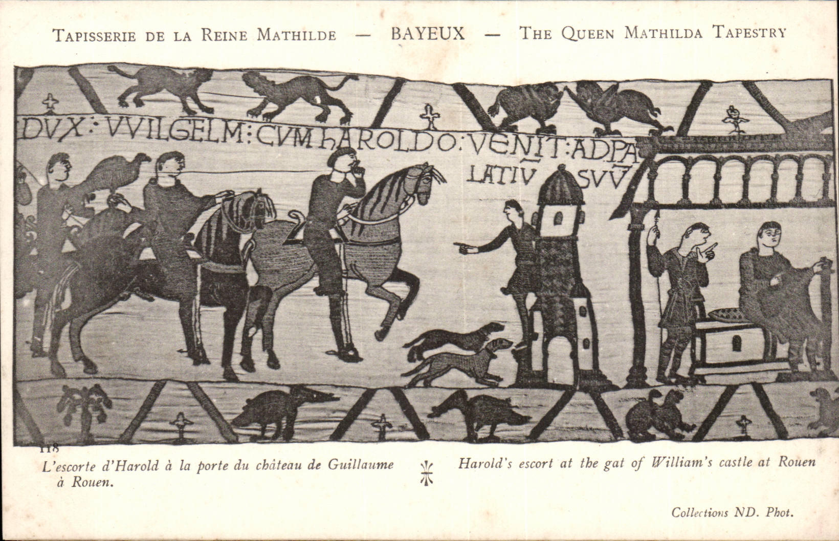 Tapissserie de la reine Mathilde Bayeux CPA L'escorte d'Harold a la porte du chateau de Guillaume a Rouen