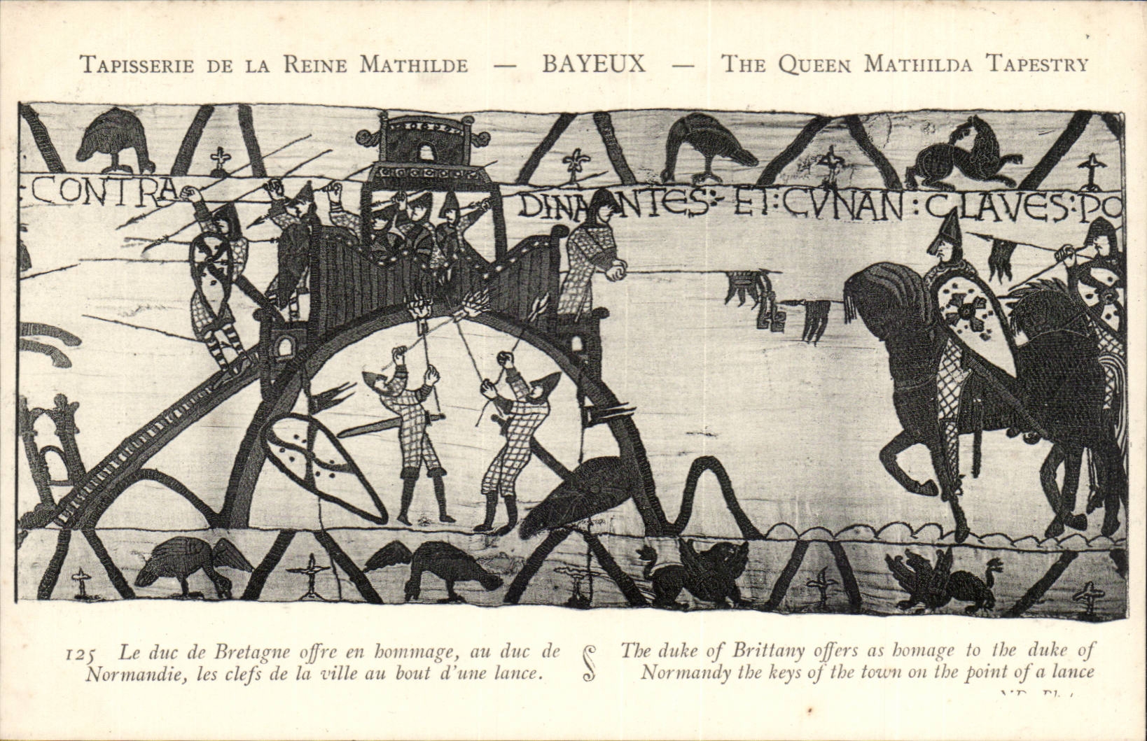 Tapissserie de la reine Mathilde Bayeux CPA Le duc de Bretagne offre en hommage