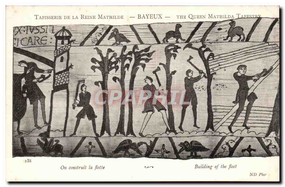 Tapisserie de la Reine Mathilde — Bayeux — scène : On construit la flotte