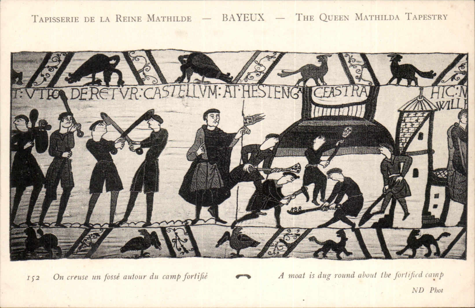 Tapissserie de la reine Mathilde Bayeux CPA On creuse un fosse autour du camp fortifie