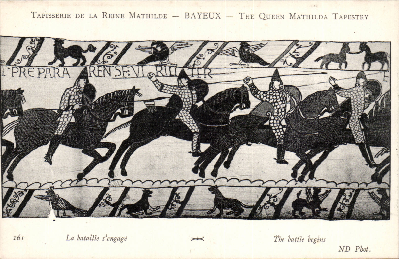 Tapisserie de la Reine Mathilde — Bayeux — Die Tapisserie der Königin Mathilda — Szene 161: Der Kampf beginnt
