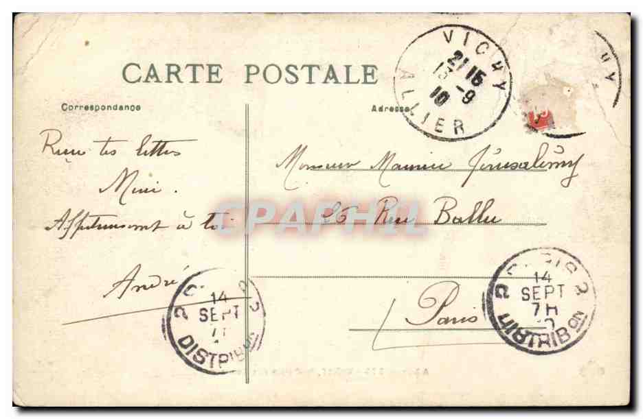 Vichy - Le Palais des Sources - CPA  — Verso