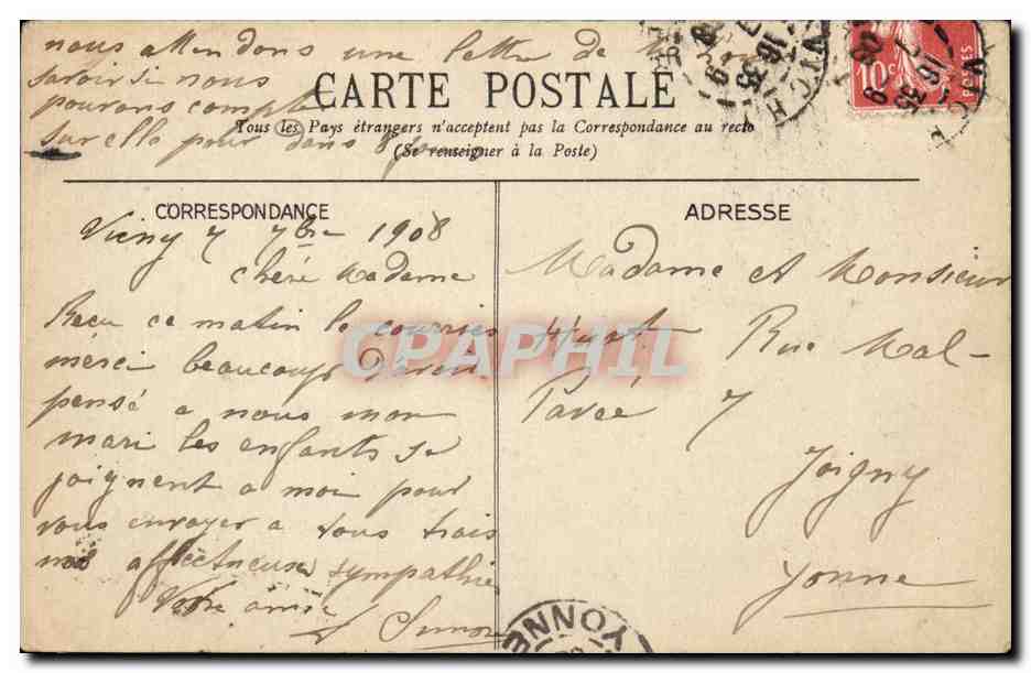 Vichy — Pont sur l'Allier — éditeur CPAPHIL, n°15 — Verso