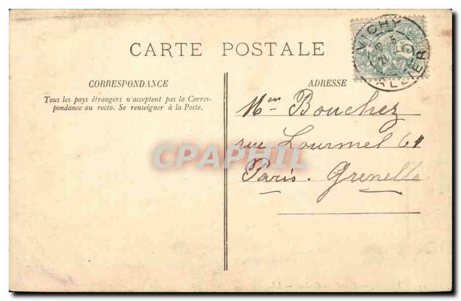 Vichy - Facade du Casino - CPA  — Verso