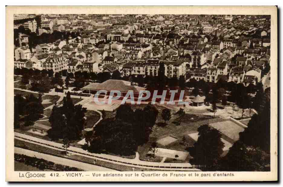 Vichy - Vue aierienne sur le Quartier de France et le Parc d'enfants - CPA 