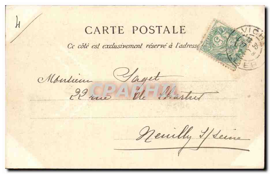Vichy - Le Casino - Entree - CPA  — Rückseite