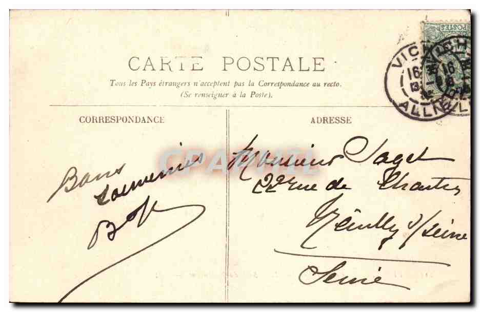Vichy - Le Cercle International - Salle du Restaurant - CPA  — Rückseite