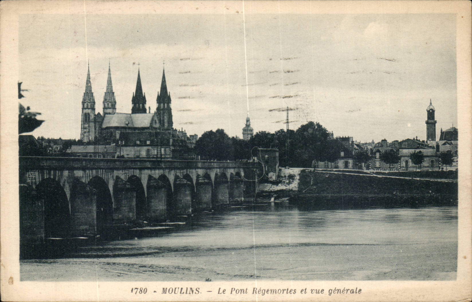 Moulins - Le Pont Regemortes et vue Generale - bridge - CPA 