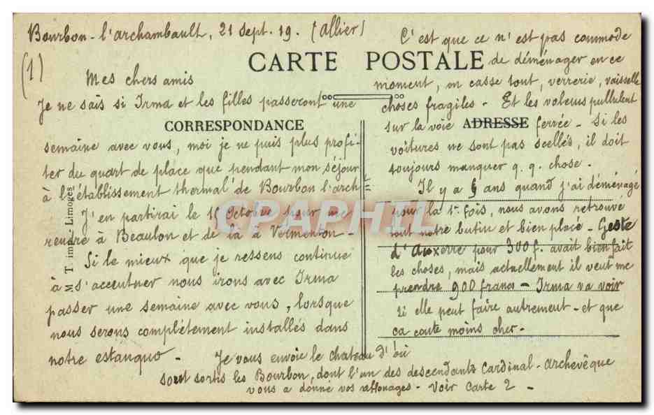 Bourbon l'Archambault - Le Quiquengrogne - CPA  — Verso