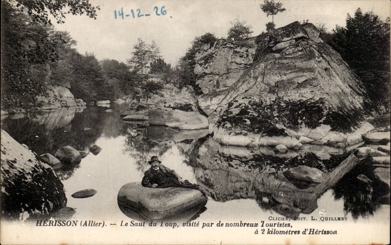 Hérisson (Allier) — Le Saut du Loup, visité par de nombreux Touristes, à 2 kilomètres d'Hérisson — Cliché, Edit. L. Quillery