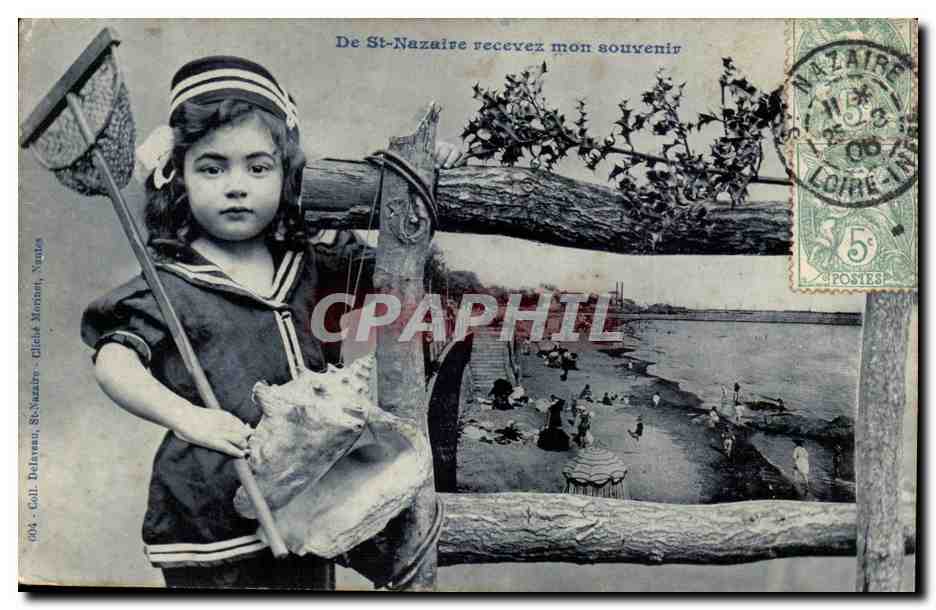 Saint Nazaire - De St Nazaire recevez mon souvenir - Enfant - Jolie fille - CPA 