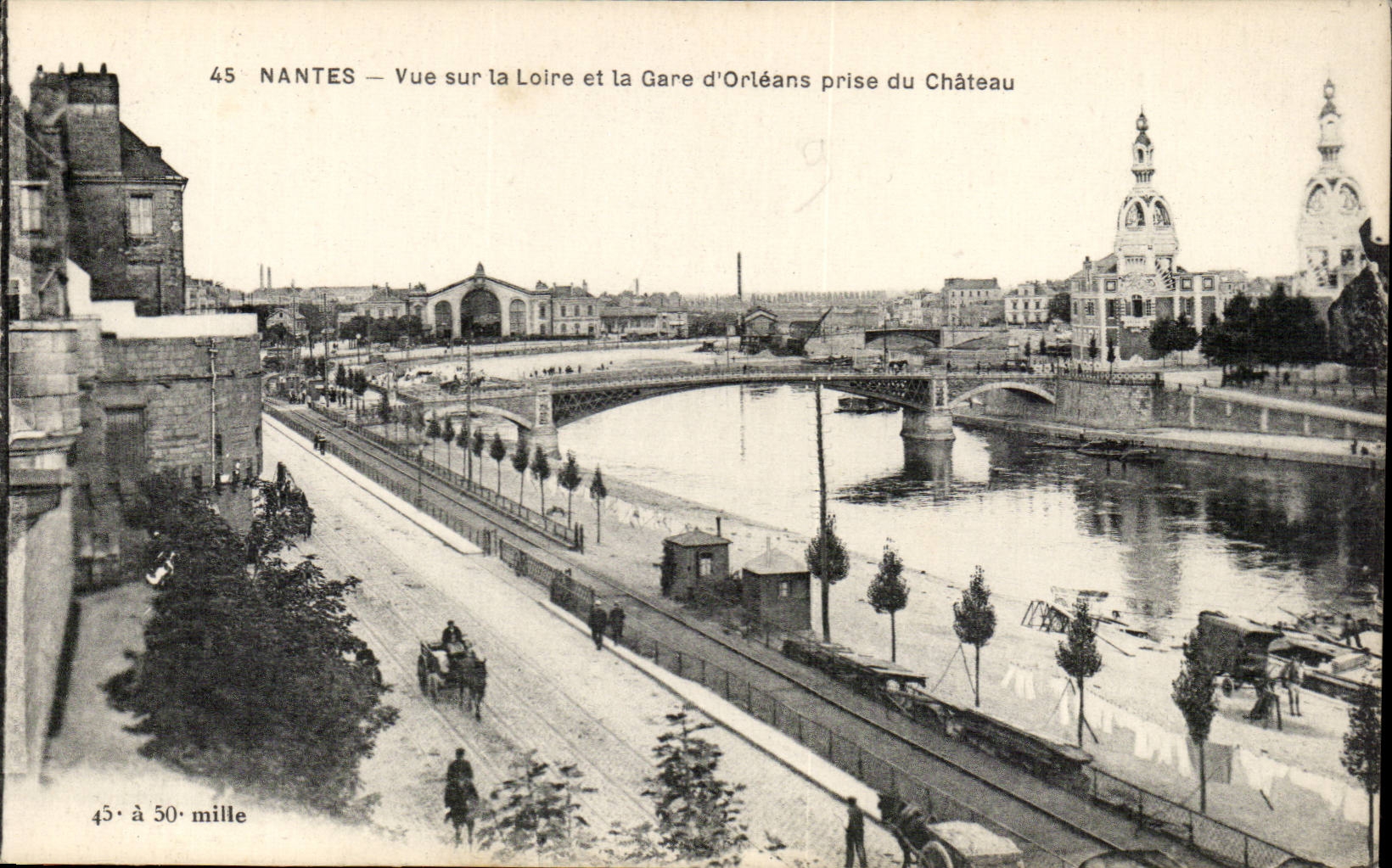 Nantes - Vue sur la Loire et la gare d'Orleans prise du Chateau - CPA 