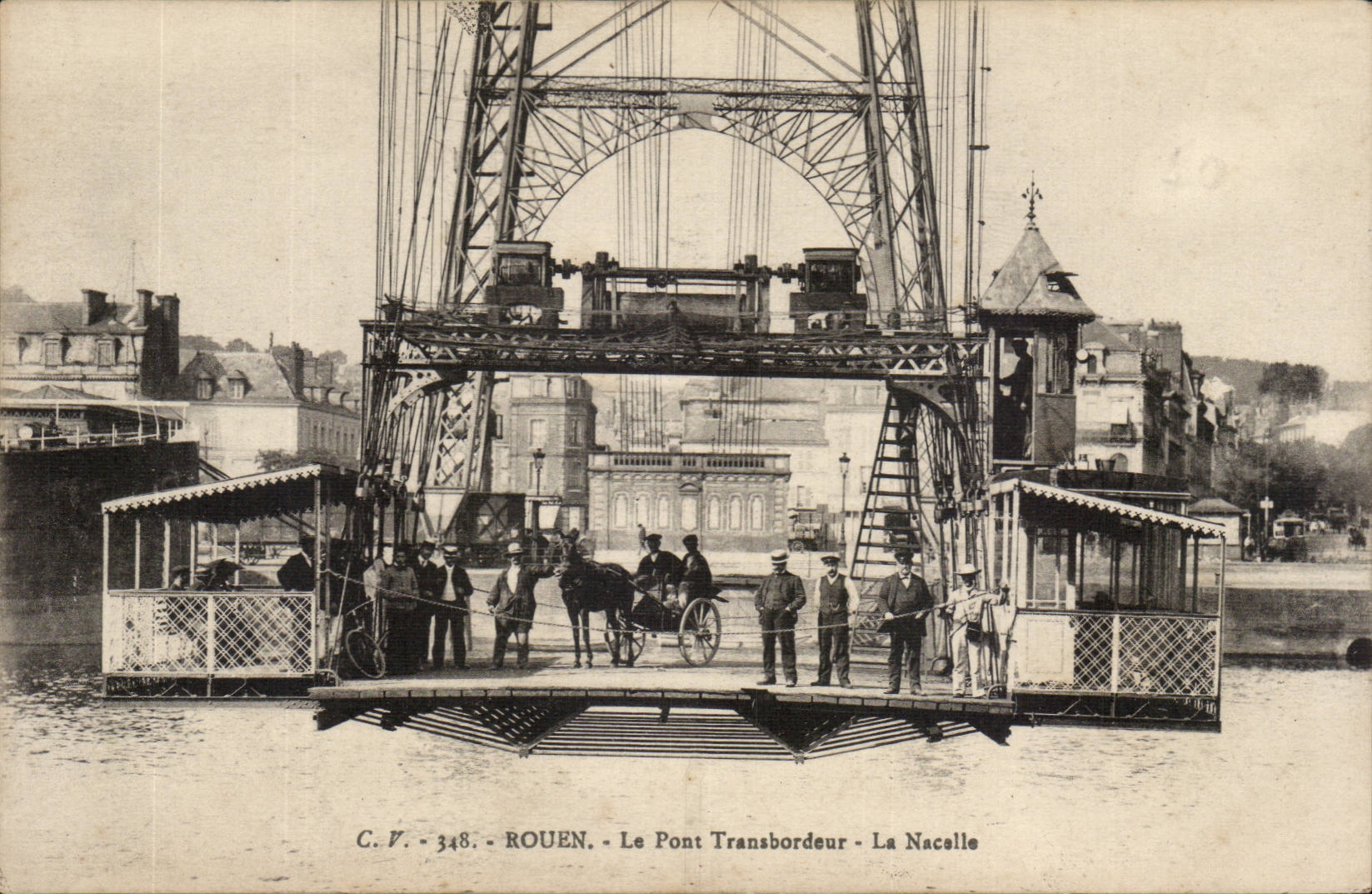 Rouen - Le Pont Transbordeur - La Nacelle - cheval - bridge - CPA 