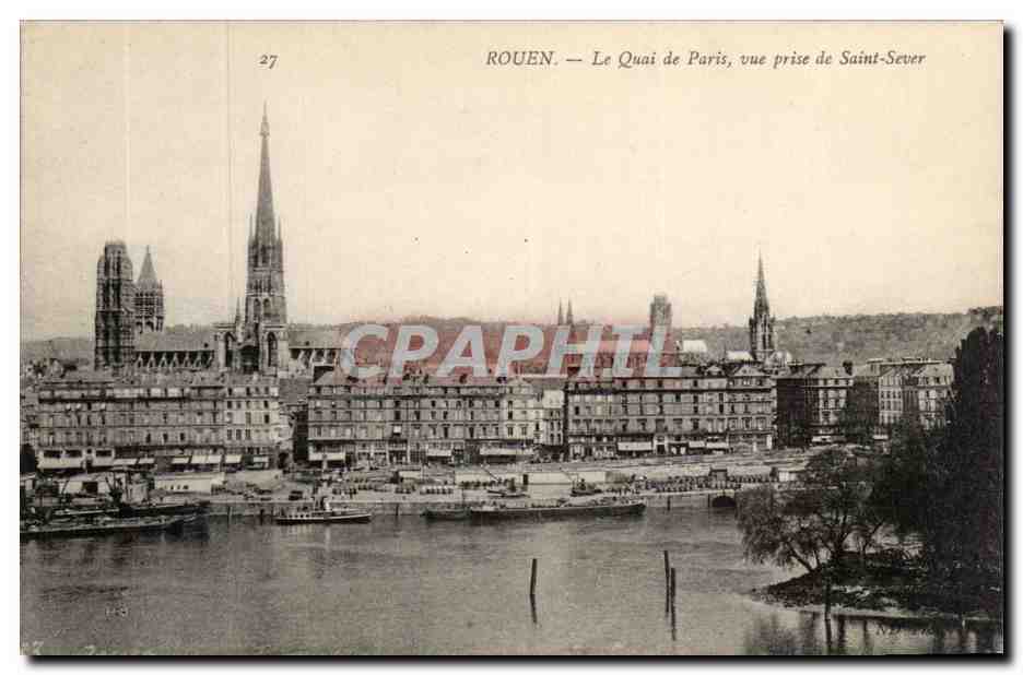 Rouen - Le Quai de Paris vue prise de Saint Sever - CPA 