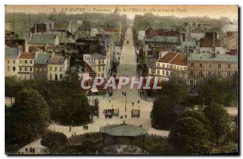 Le Havre - Panorama pris de l'Hotel de Ville et rue de Paris - CPA 