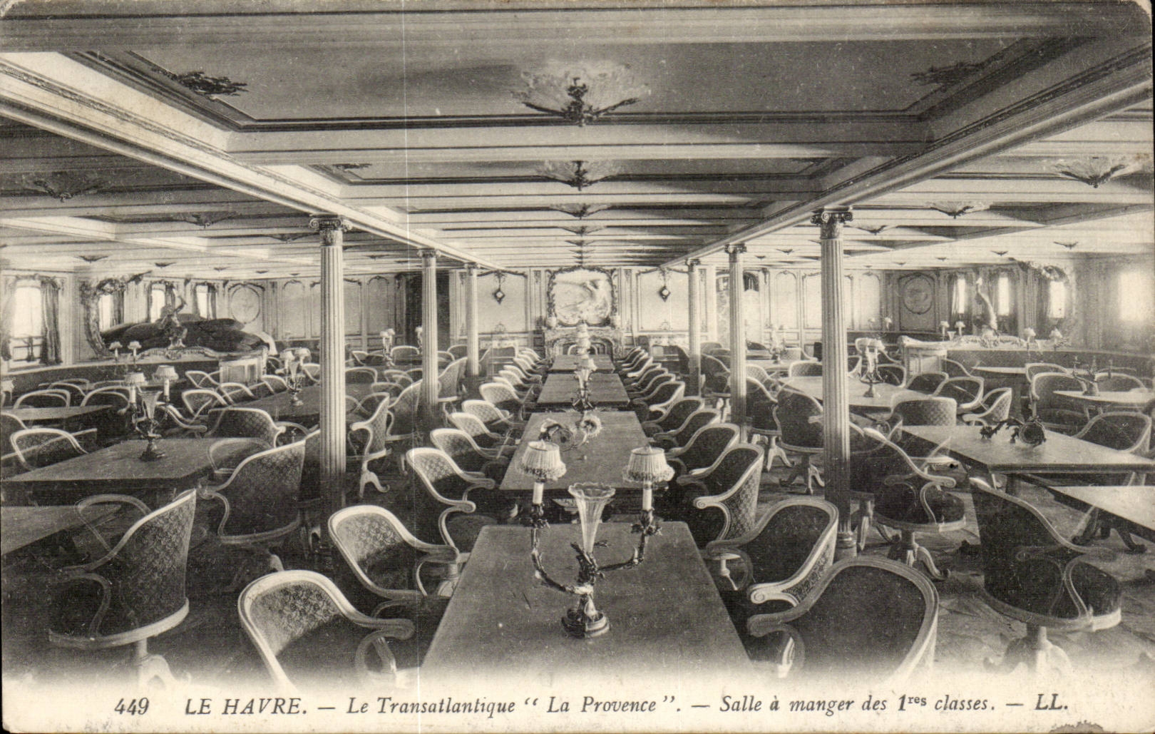 Le Havre - Le Transatlantique - La Provence - Salle a manger des 1 classe - paquebot - steamer - CPA 