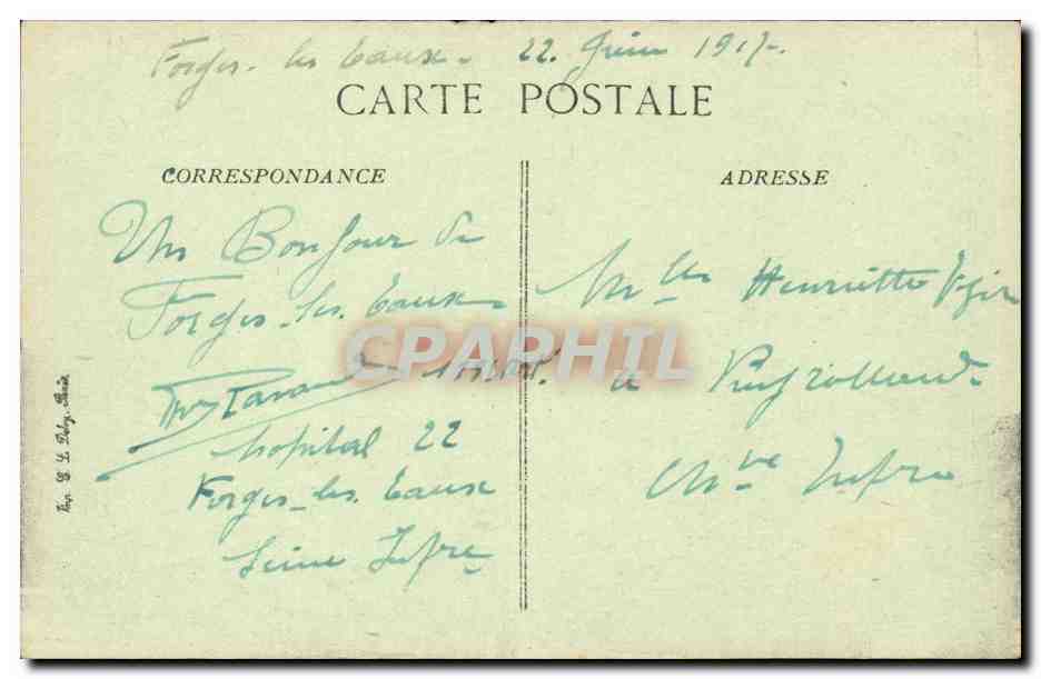 Forges les Eaux - Hopital temporaire n 22 - CPA  — Rückseite