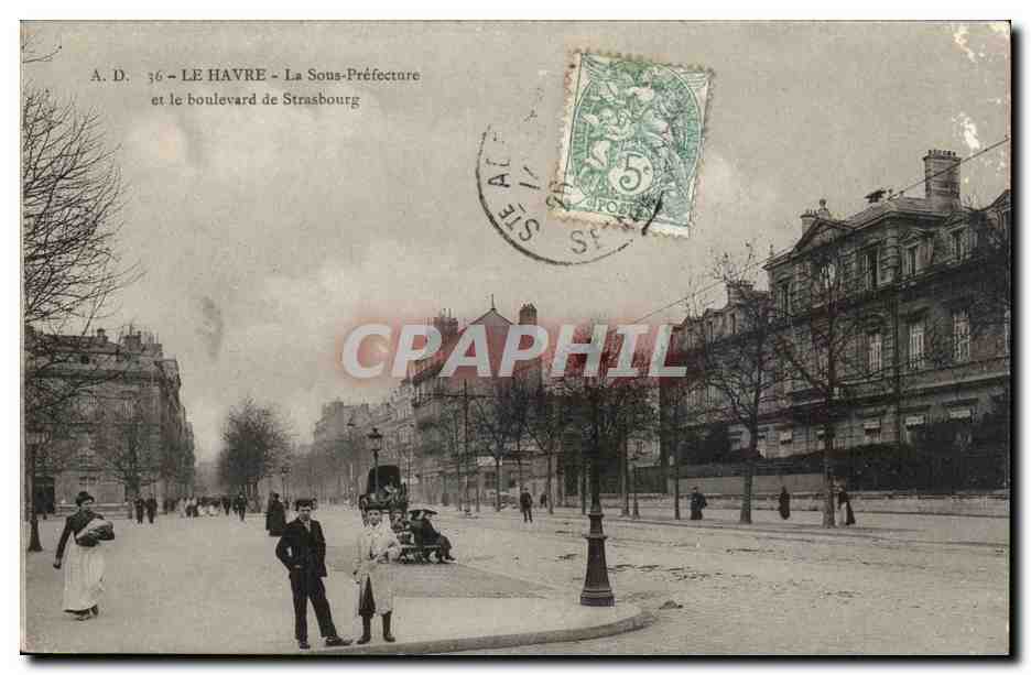 Le Havre - Le Sous Prefecture et le boulevard de Strasbourg - CPA 