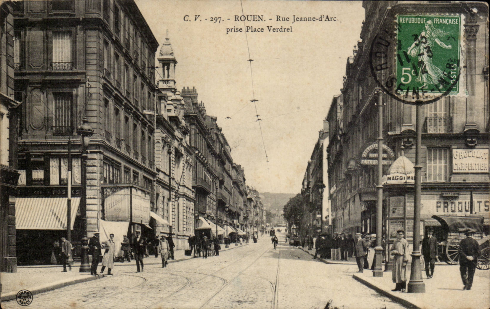 Rouen - Rue Jeanne d'Arc prise Place Verdrel - CPA 