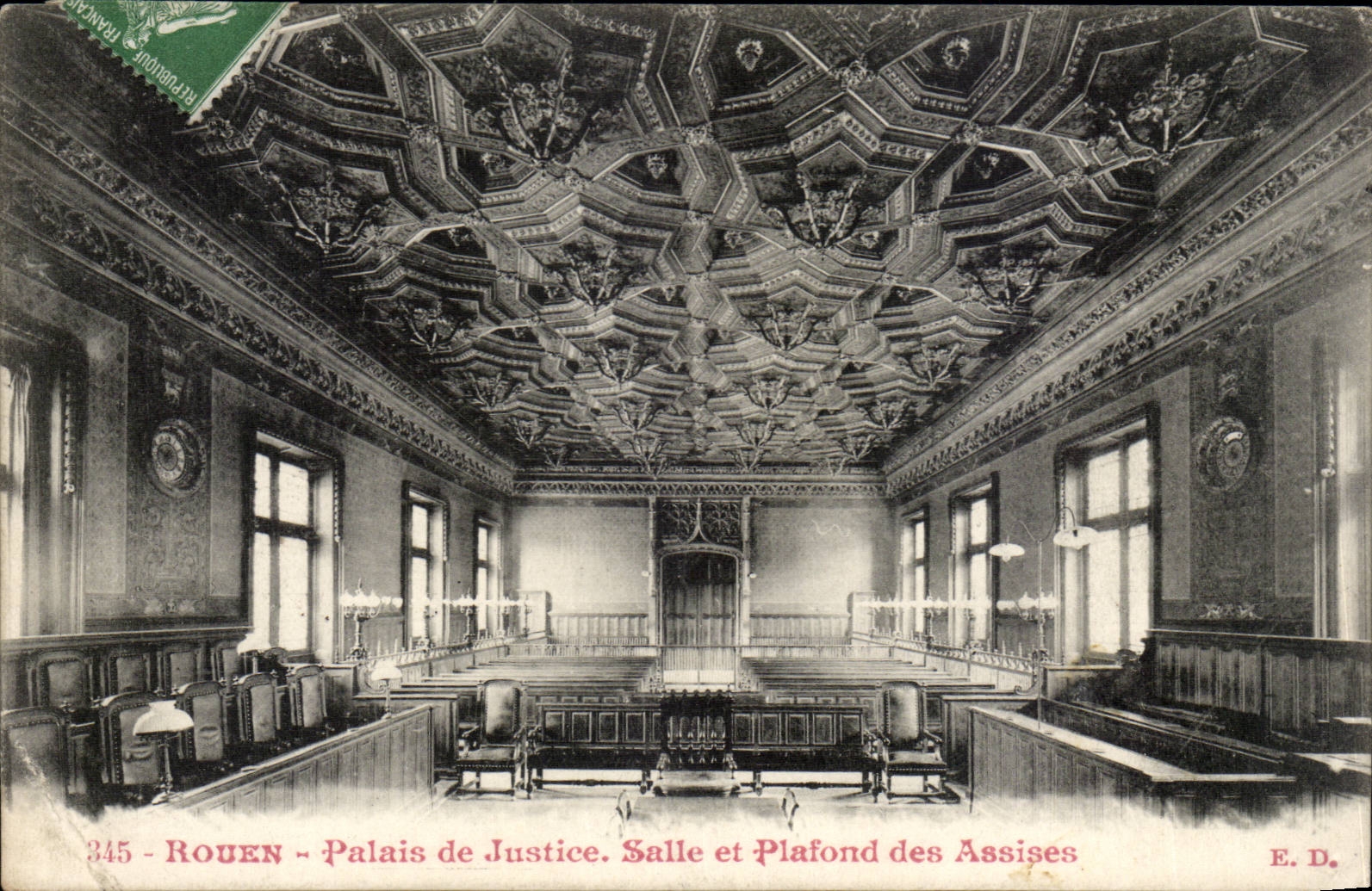 Rouen CPA Palais de justice Salle et plafond des Assises