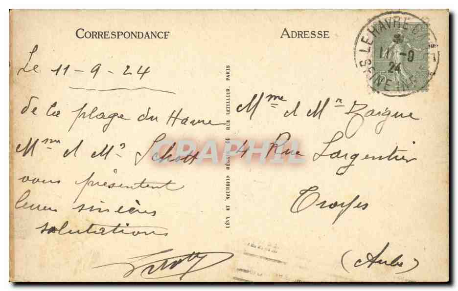 Le Havre CPA Vue sur Sainte Adresse — Rückseite