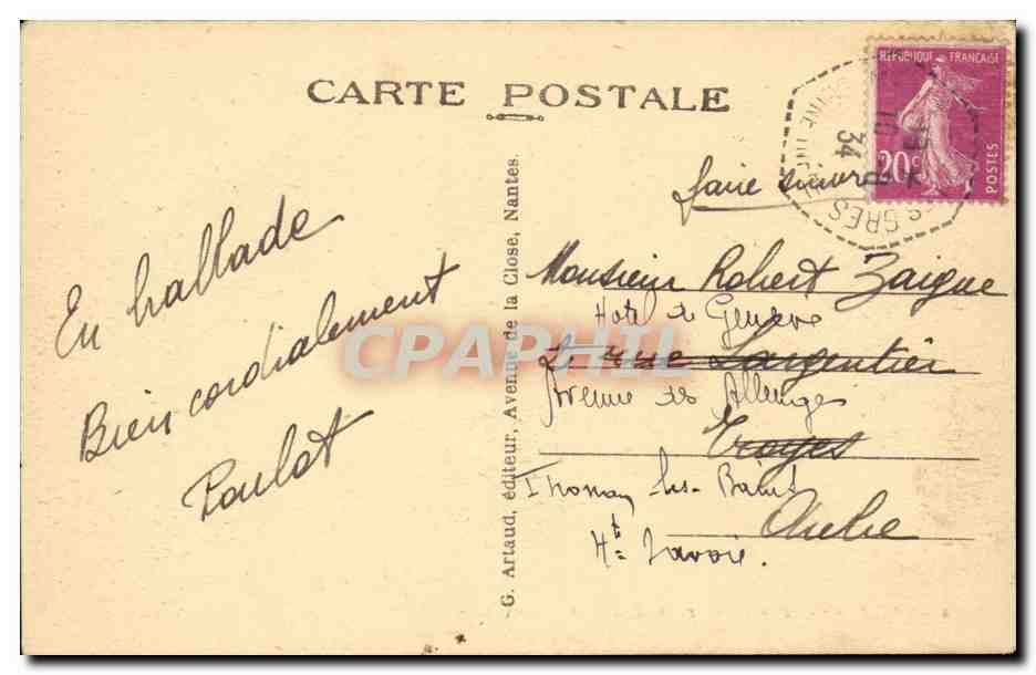 Etretat CPA Porte d'aval et l'aiguille — Rückseite