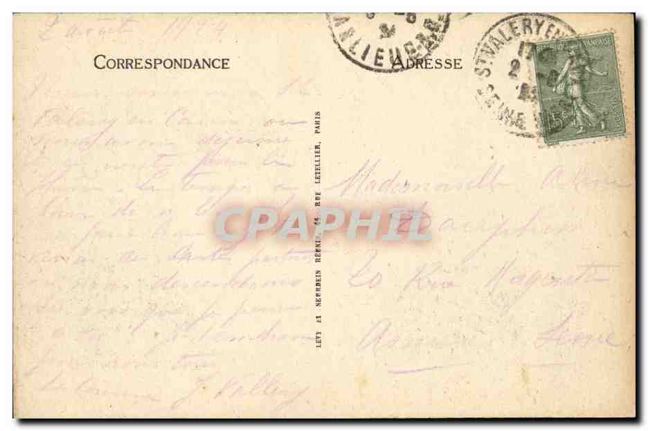 Saint Valery en Caux CPA Route du Havre — Rückseite