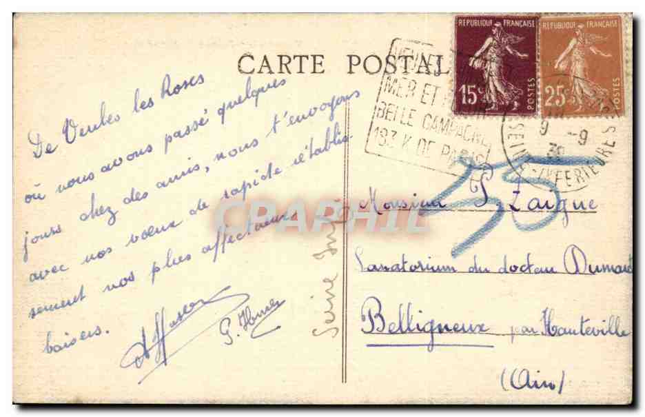 Veules les Roses CPA pleine mer — Rückseite