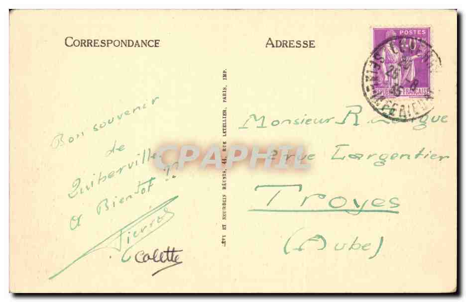 Quiberville sur mer CPA les cabines — Rückseite