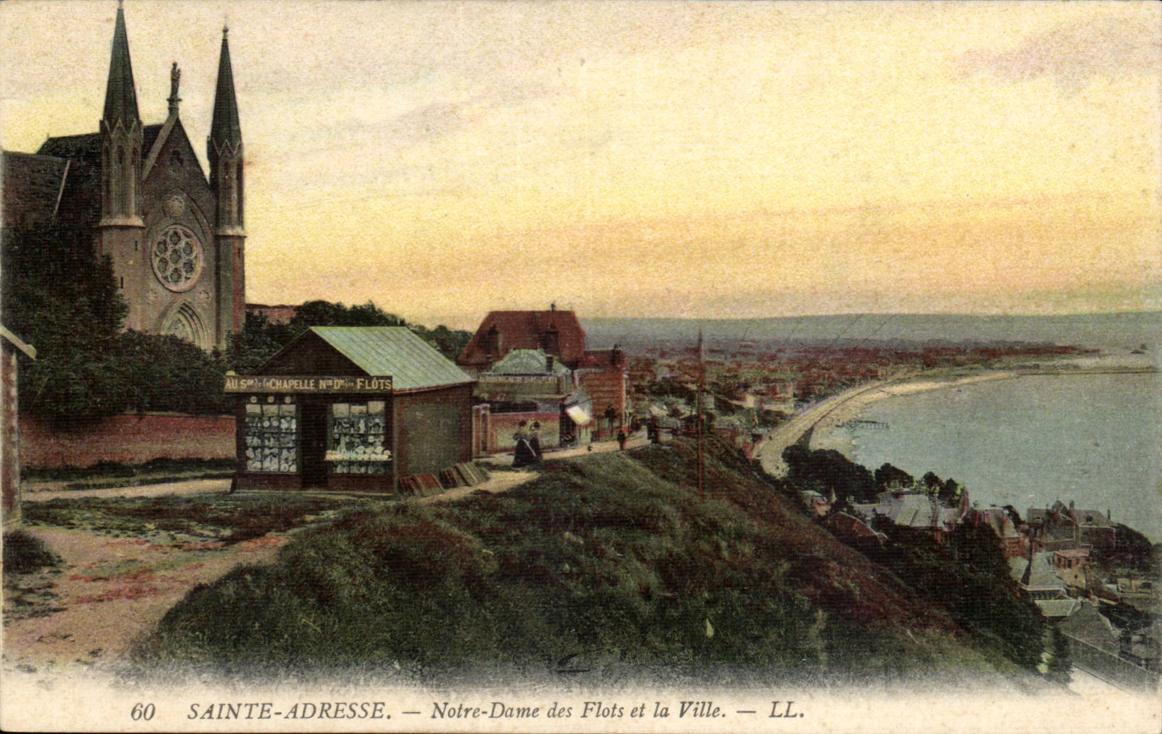 Le Havre Sainte Adresse CPA Notre Dame des flots et la ville