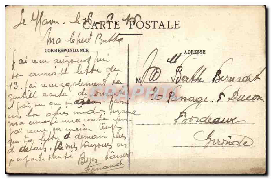 Le Havre Sainte Adresse CPA Vue generale vers l'entree du port du Havre — Rückseite