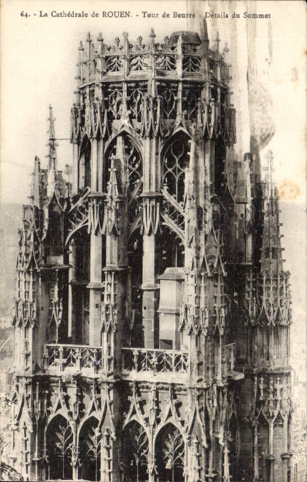Rouen CPA CAthedrale Tour de Beurre Details du sommet