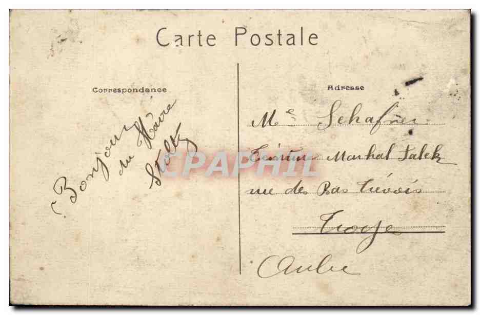 Le Havre CPA Sortie d'un canot de sauvetage Sicop et detresse — Rückseite