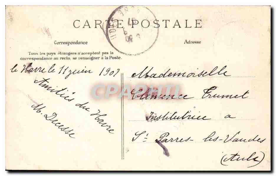 Le Havre CPA La jetee un jour de tempete (phare lighthouse) — Rückseite