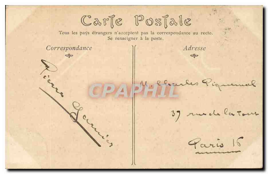 CPA Rouen hotel Bourgtheroulde — Verso
