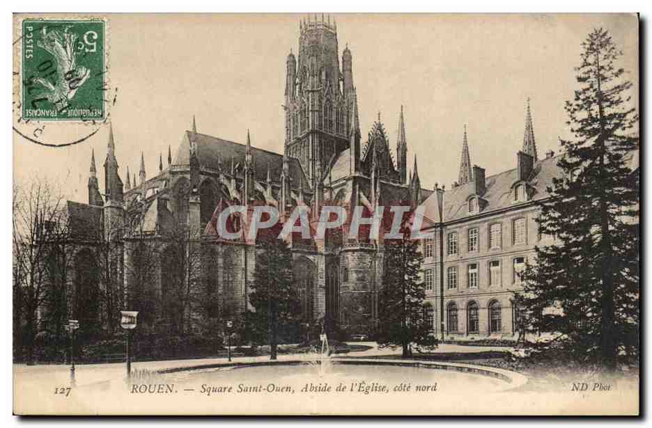 CPA Rouen Square Saint ouen Abside de l'eglise Cote Nord