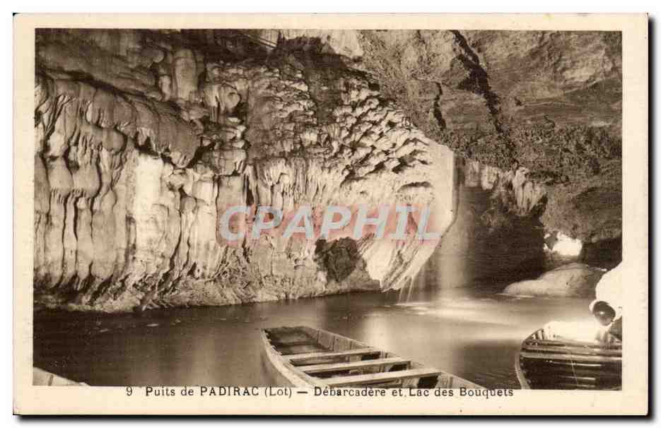 Puits de PADIRAC (Lot) — Débarcadère et Lac des Bouquets — Phototypie Hélio Française