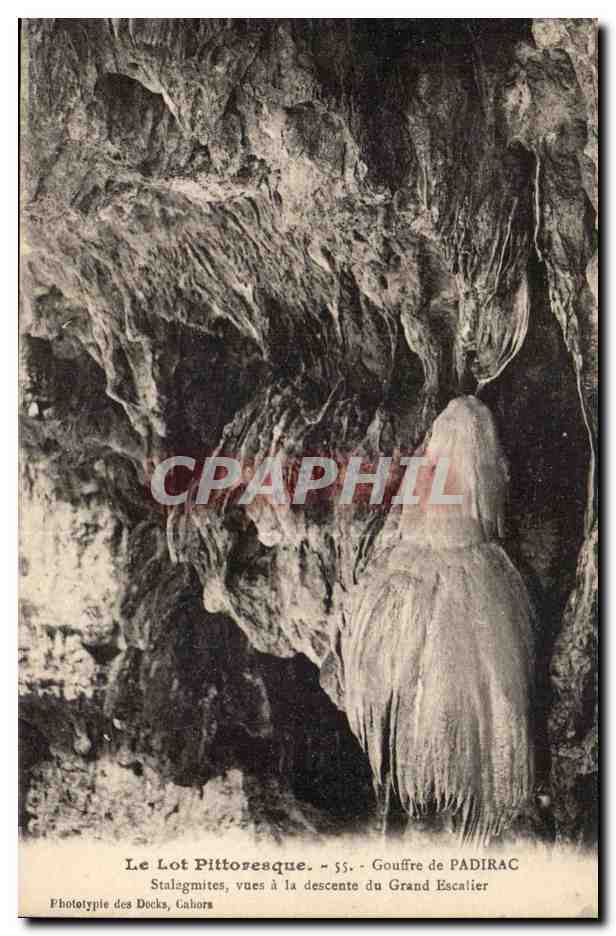 Le Lot Pittoresque. - 55. - Gouffre de PADIRAC - Stalagmites, vues à la descente du Grand Escalier