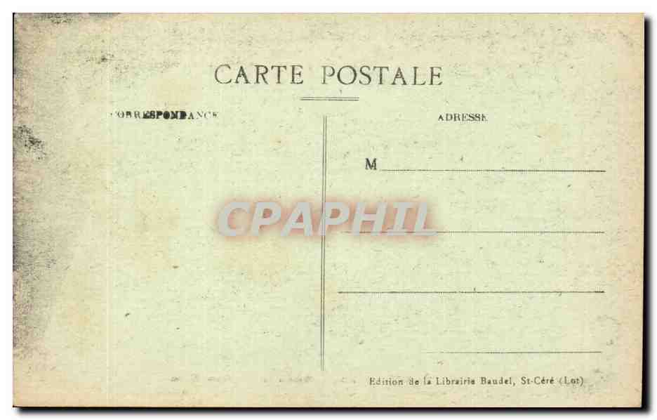 P. DIRAC (Lot) — Dans la Salle du Grand Dôme — Édition de la Librairie Baudel, St-Céré (Lot) — Verso