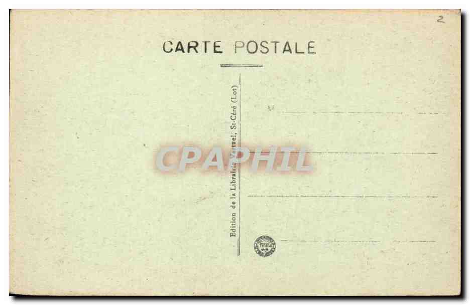 Rocamadour — vue du village perché sur falaise — Édition de la Librairie Vernel, St-Céré (Lot) — Verso