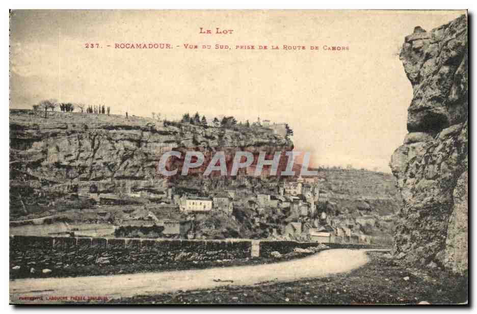 Rocamadour — Vue du Sud, prise de la route de Canors — Éditeur : Navigant, Cabaret Frères, Toulouse