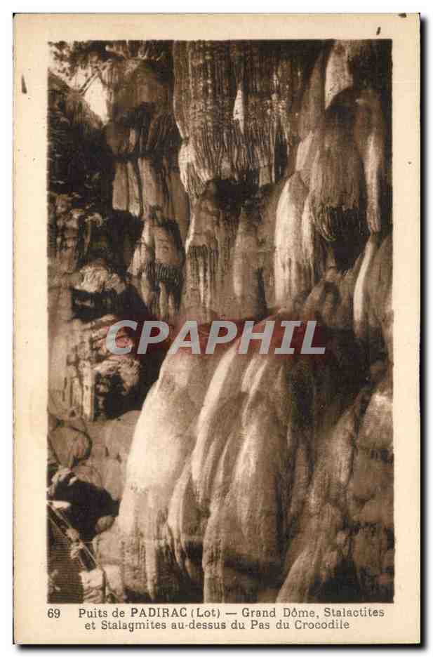 Padirac-Quellen (Lot) — Großer Dom, Stalaktiten und Stalagmiten über dem Crocodile-Stein — Nr. 69