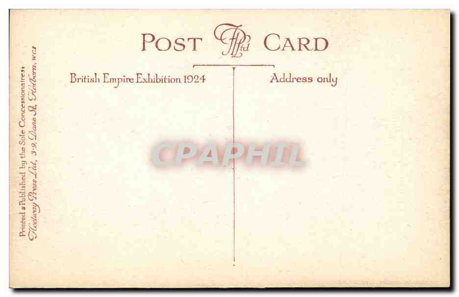 Grande Bretagne Great BRitain Malaya from the lake CPA Exhibition 1924 — Rückseite