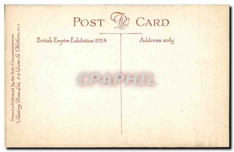 Palace of Engineering — British Empire Exhibition 1924 — Published by the Sole Concessionaire, Tackbery Press Ltd, 3-9 Diana St, W.C.1 — Reverso