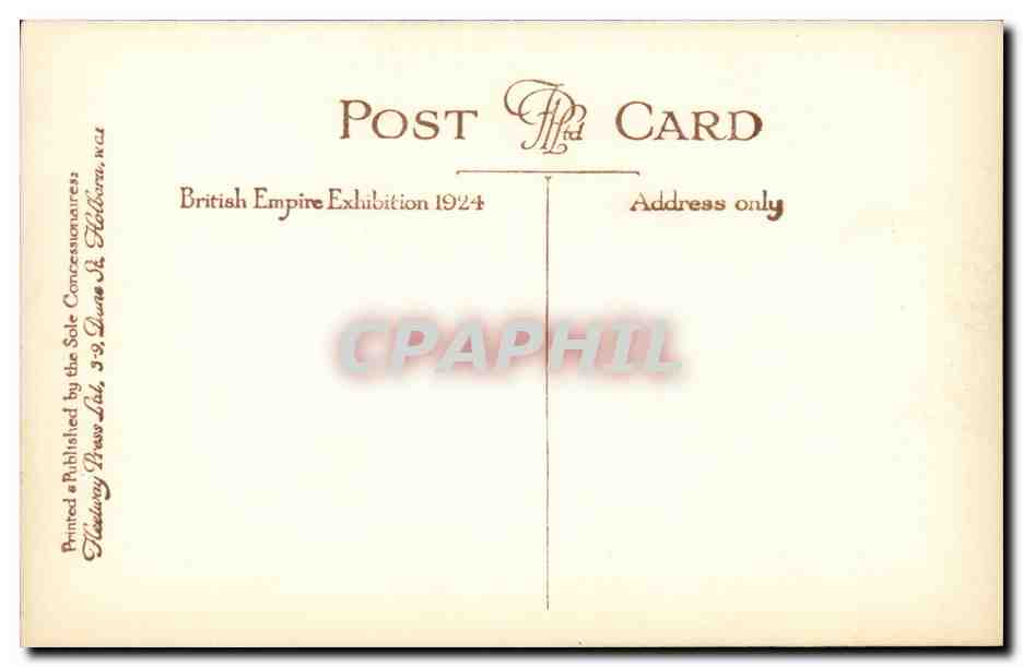 Grande Bretagne Great BRitain CPA Exhibition 1924 The palace if engineering from the air  — Rückseite